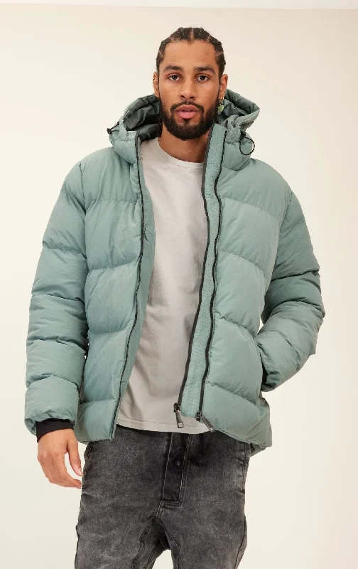 Modern Men's Field JacketsHooded Padded Coat - Teal Green