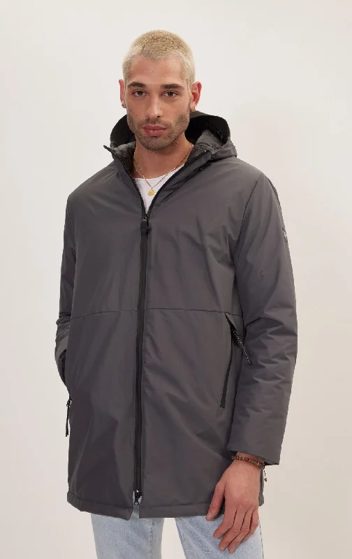 Men's Coats with Chest PocketsPadded Zip Closure Coat Jacket - Dark Anthracite