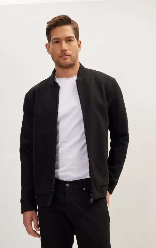 Men's Coats Made in the USARelaxed Unlined Varsity Jacket - Black