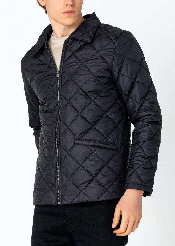 Men's Coats for Snowy WeatherLight Padded Zipper Closure Jacket - Black