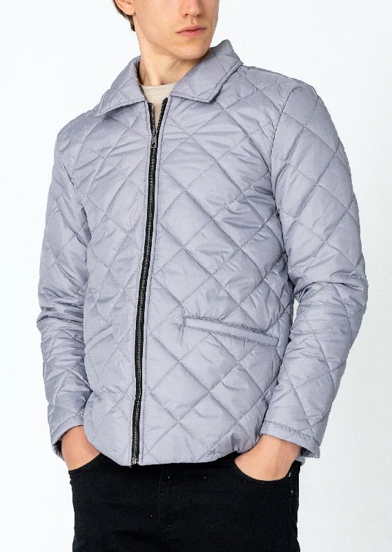 Men's Coats Made in ItalyLight Padded Zipper Closure Jacket - Grey