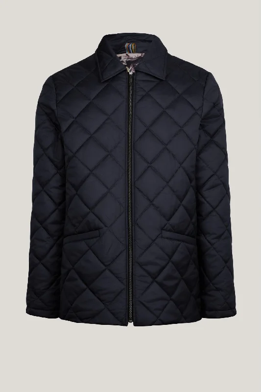 Men's Coats with LiningLIGHT PADDED ZIPPER CLOSURE JACKET - NAVY