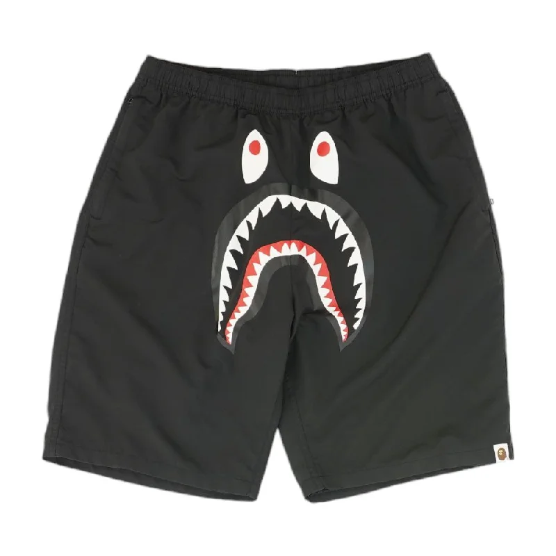 Black Solid Swim Shorts