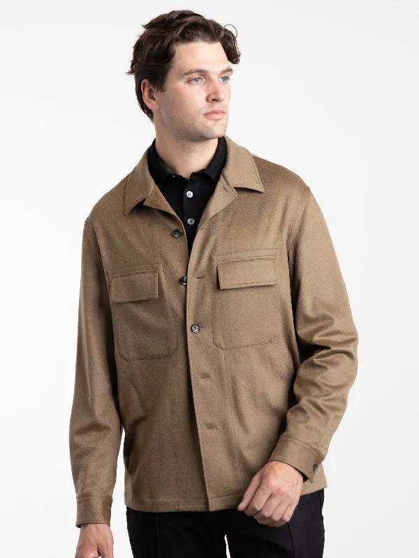 Men's Coats with Fur TrimBrown Oasi Cashmere Alba Overshirt