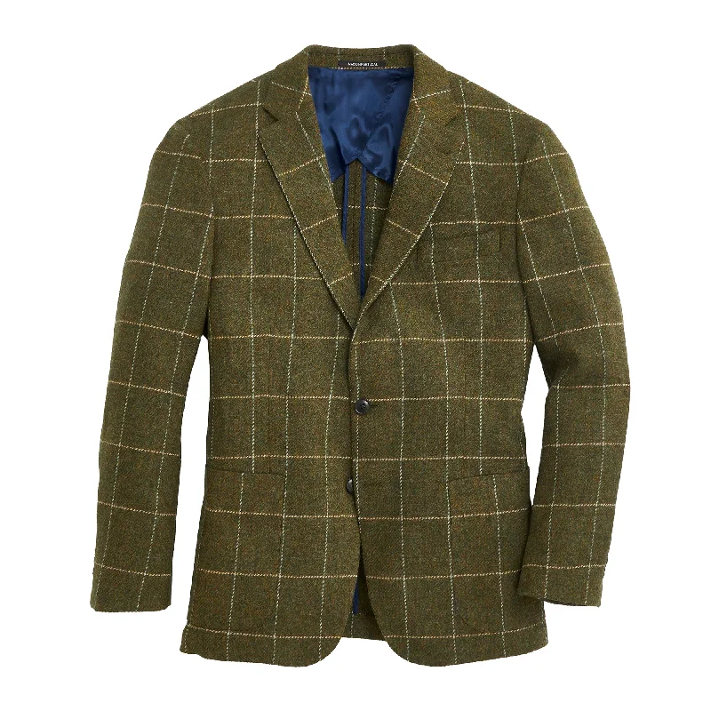 Comfortable Men's ParkasDark Forest Windowpane Sport Coat