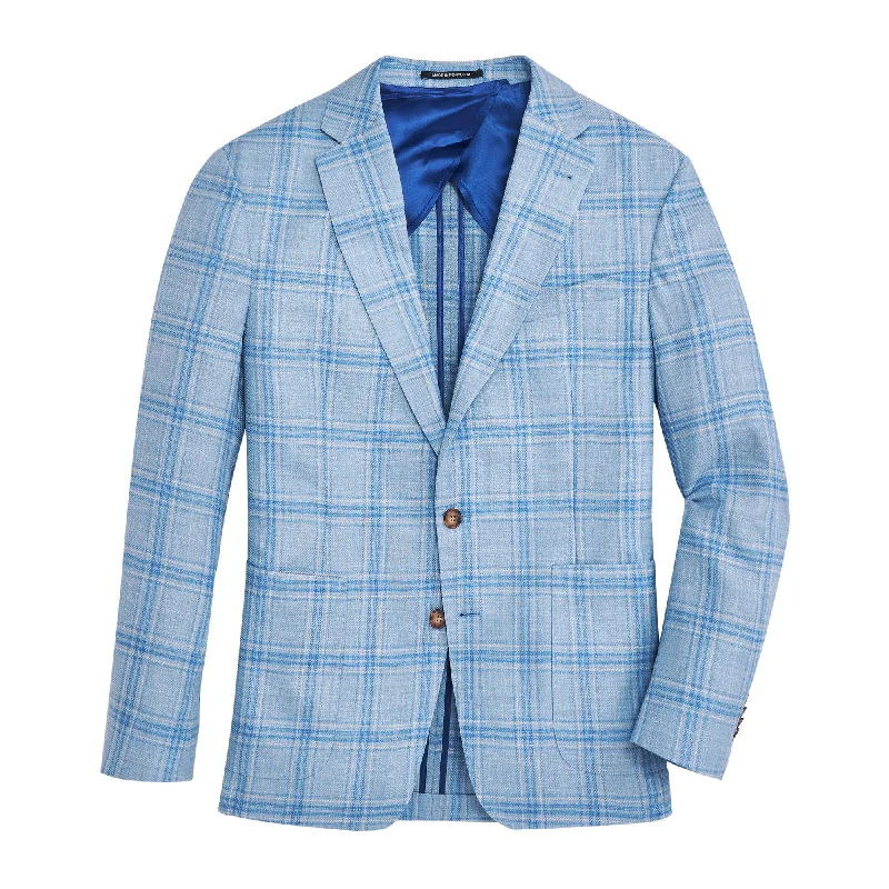 Waterproof Men's ParkasDrago Delicate Blue Plaid Sport Coat