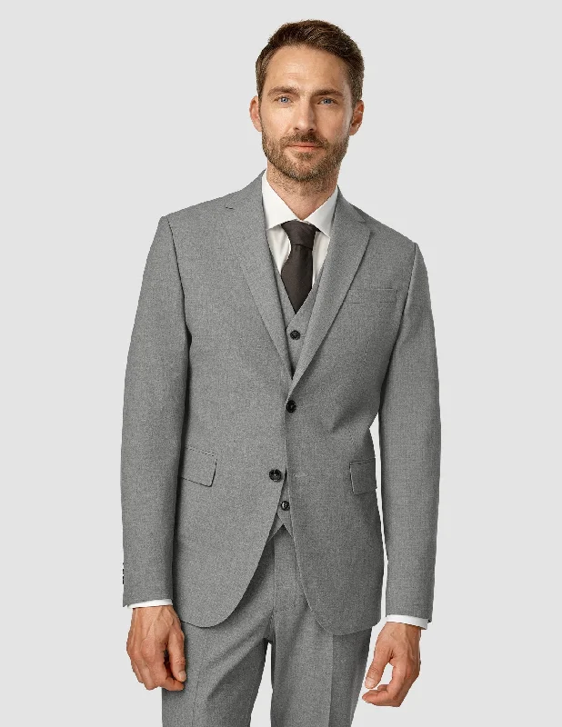 Comfortable Men's Stretch SuitsEssential Blazer Regular Dark Grey Melange