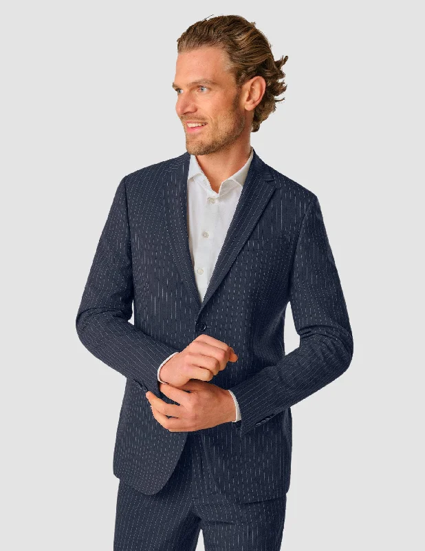 Men's Suits with Heavy-Duty ButtonsEssential Blazer Regular Navy Pinstripe