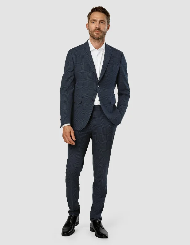 Men's Suits with Pleated TrousersEssential Suit Dark Blue Check