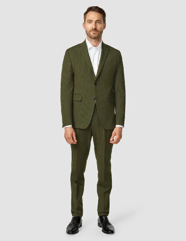 Men's Suits with Plain-Front Trouser WaistsEssential Suit Moss Green Pinstripe