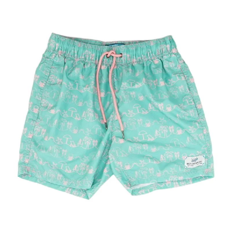 Green Graphic Swim Shorts