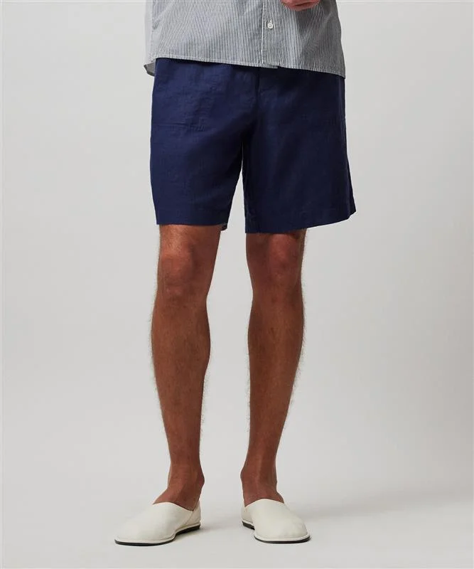 Men's Pants with Back PocketsLinen Pull-On Shorts - Ink