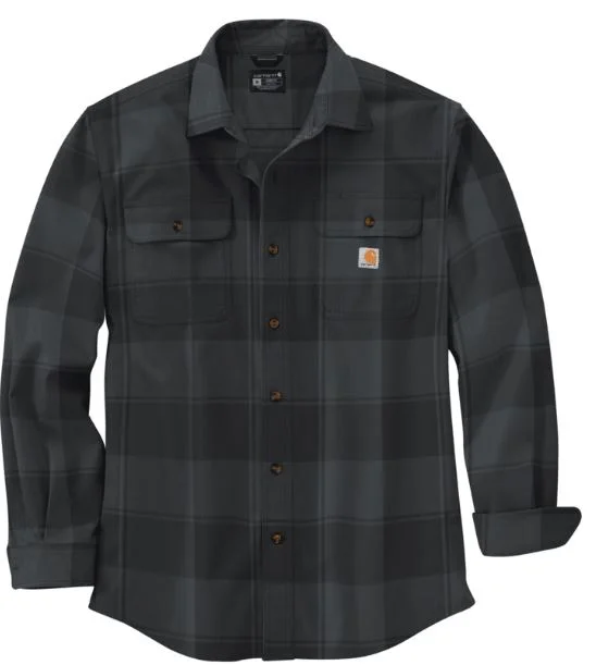 Loose Fit Heavy Weight Flannel Long-Sleeve Plaid Shirt