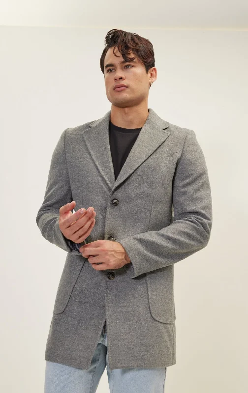 Unique Men's Flight JacketsThree-Button Closure Winter Coat - Grey