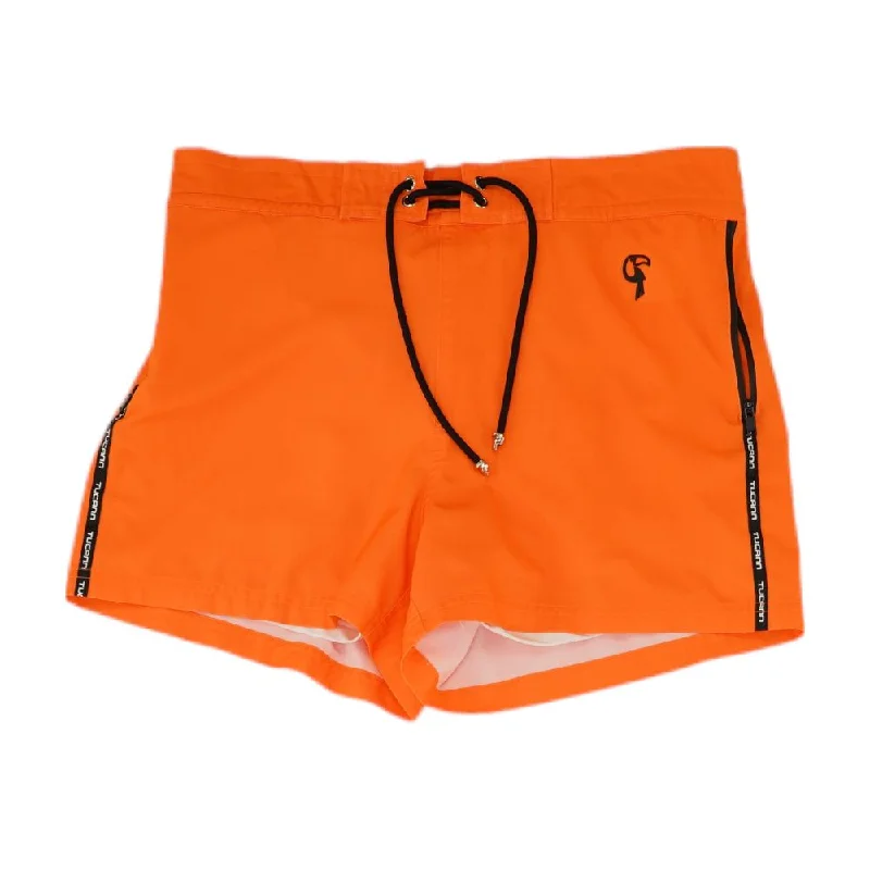 Neon Orange Solid Swim Shorts