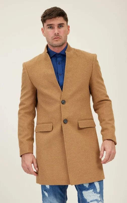 Men's Coats with VentilationWool Blend Peacoat - Camel