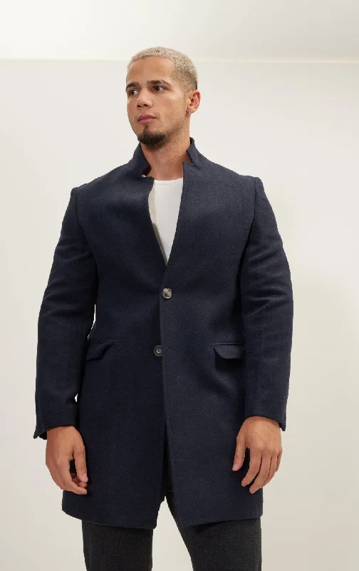 Unique Men's Flight JacketsWool Blend Peacoat -  Navy