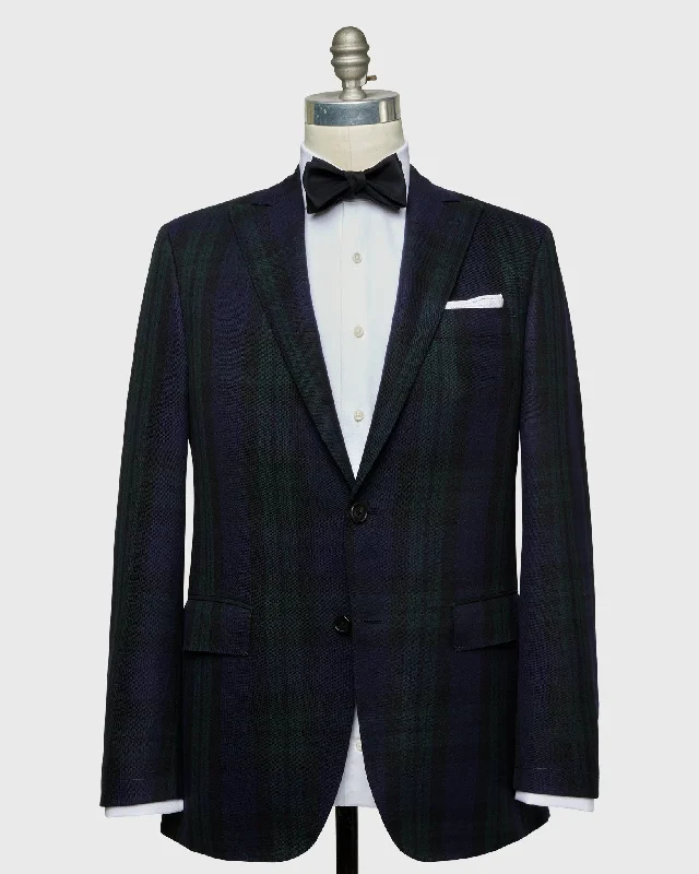 Men's Coats with Wind-Resistant FabricVirgil No. 3 Dinner Jacket in Navy/Black/Spruce Blackwatch Tartan