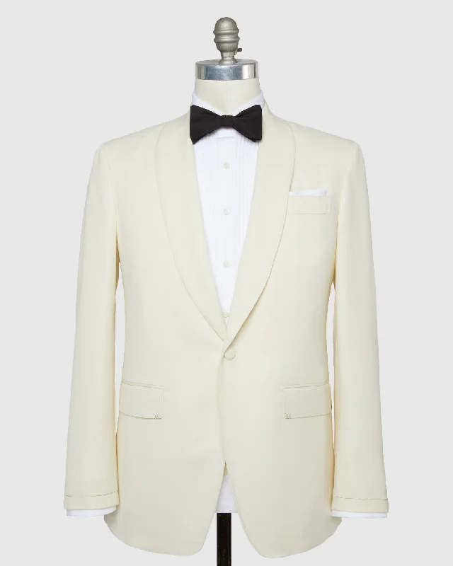 Men's Coats for Winter SportsVirgil No. 3 Shawl Collar Dinner Jacket in Ivory Wool Barathea