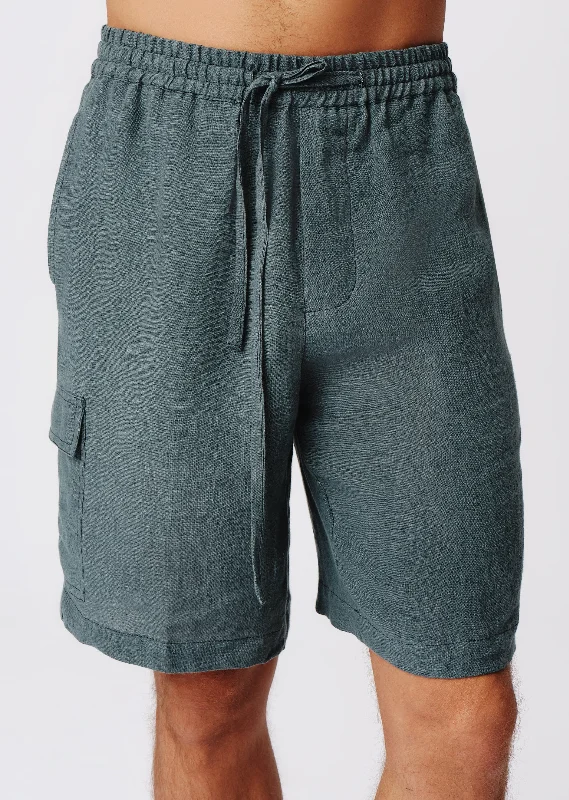 Men's Drawstring Pants for AdjustabilityLinen with Wash Cargo Shorts - Slate