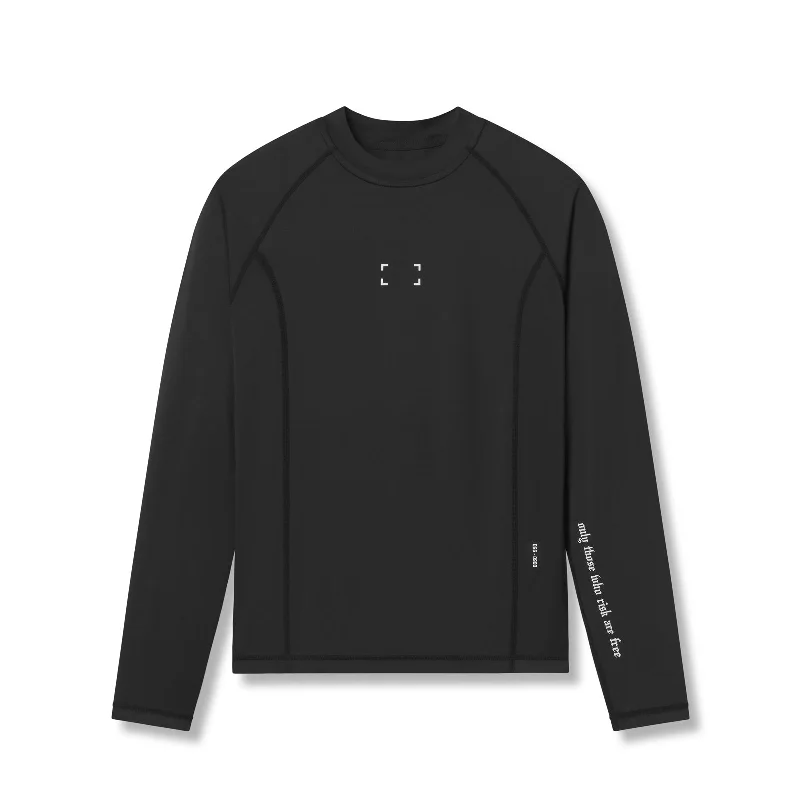 Men's Shirts with Contrast Collars0908. WarpFlexx™ Compression Mock Neck Long Sleeve - Black "Space Bracket"