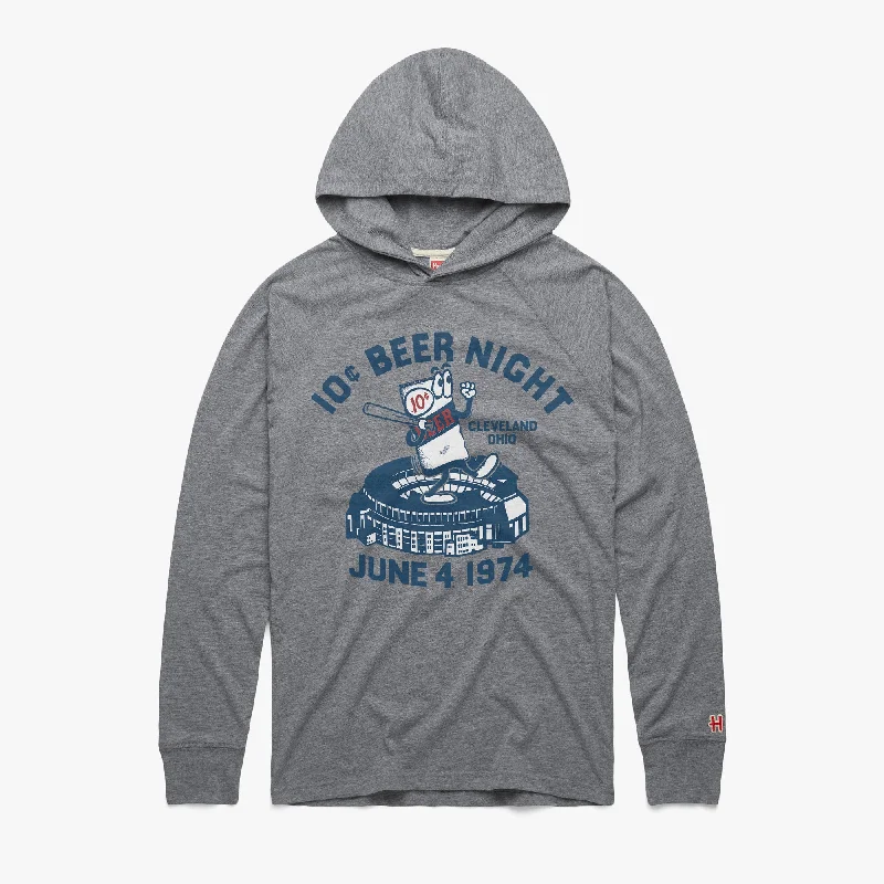 Men's Shirts with Raw-Edge Hemlines10 Cent Beer Night Cleveland Ohio Lightweight Hoodie