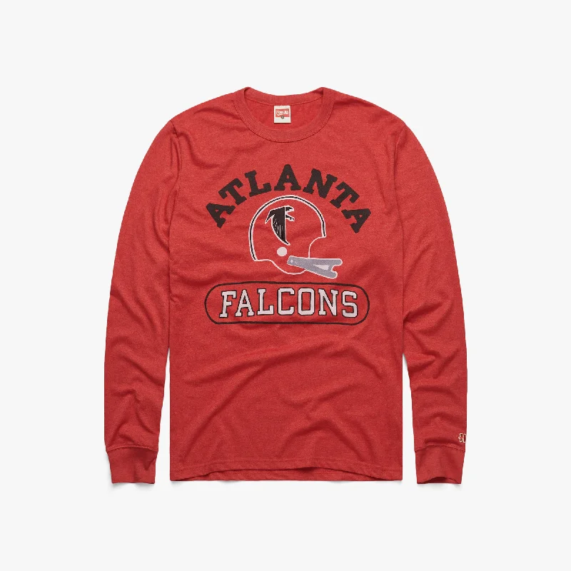 Layered Men's VestsAtlanta Falcons Throwback Helmet Long Sleeve Tee