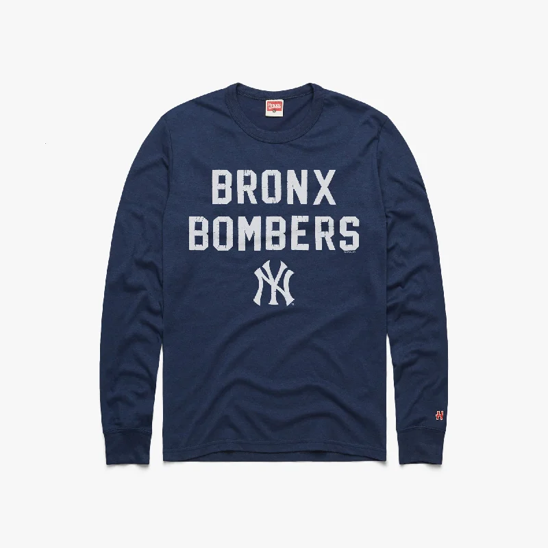 Men's Shirts with Contrast StitchingBronx Bombers Yankees Long Sleeve Tee