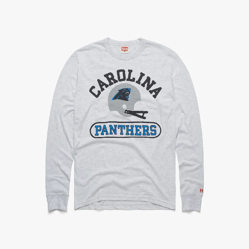 Elegant Men's Dress ShirtsCarolina Panthers Throwback Helmet Long Sleeve Tee