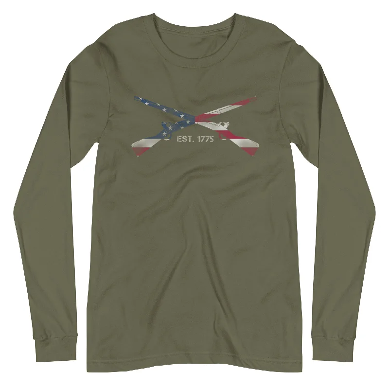 Men's Unique and Designer TopsCLT - Crossed Rifles Flag Long Sleeve