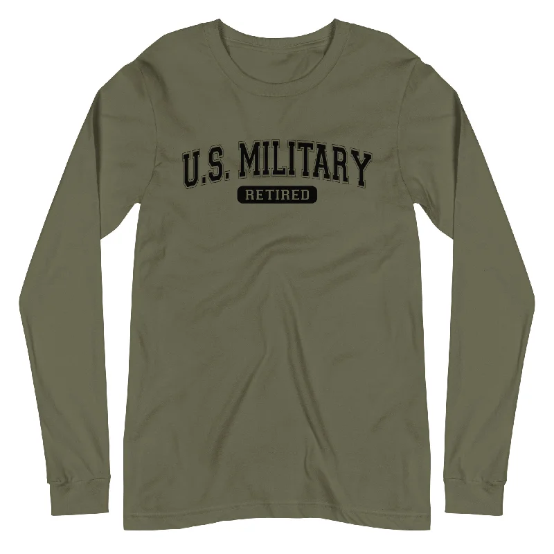 Men's Shirts with Patchwork PatternsCLT - US Military Retired Long Sleeve