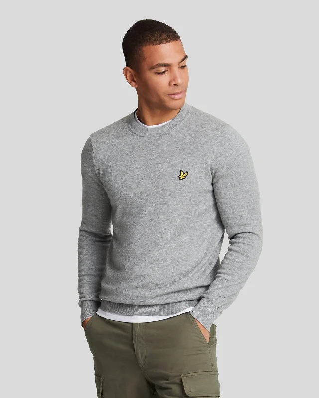 Comfortable Men's SportswearCotton Merino Crew Neck Jumper