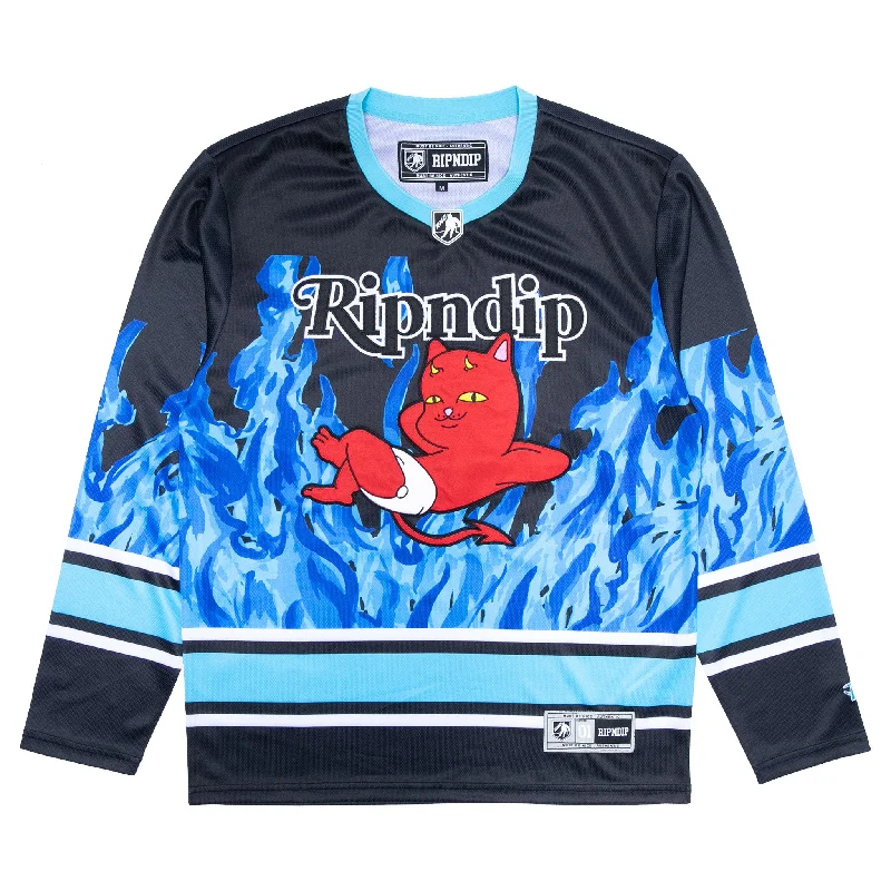 Quick-Drying Men's SportswearDevil Babies Hockey Jersey (Black / Blue)