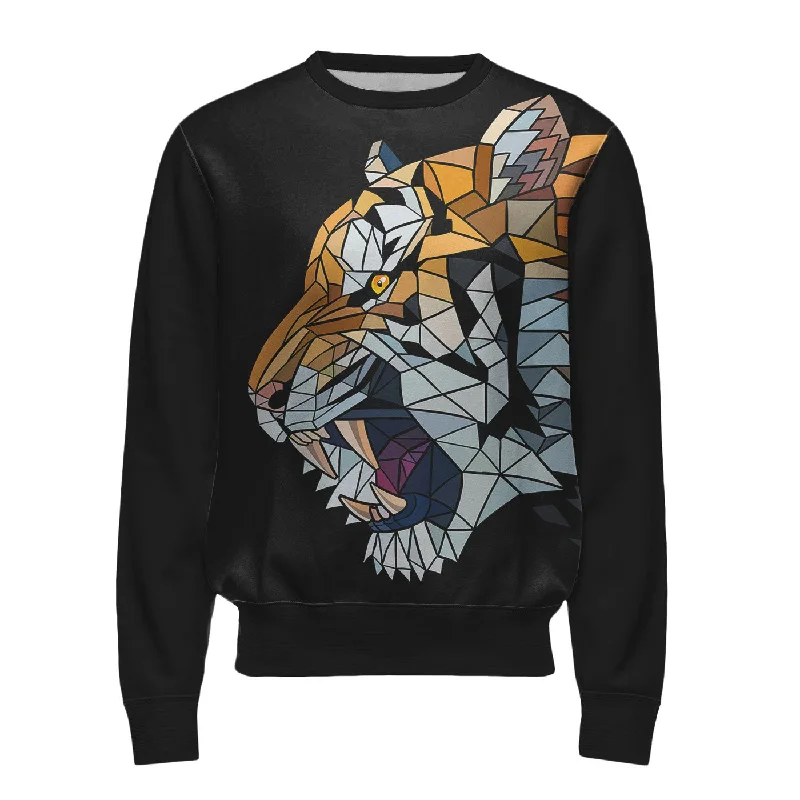 Modern Casual Men's SportswearGeometric Tiger Sweatshirt