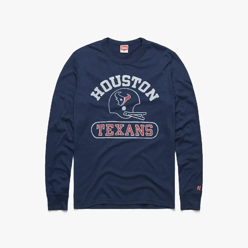 Men's Shirts with Embellished CollarsHouston Texans Throwback Helmet Long Sleeve Tee