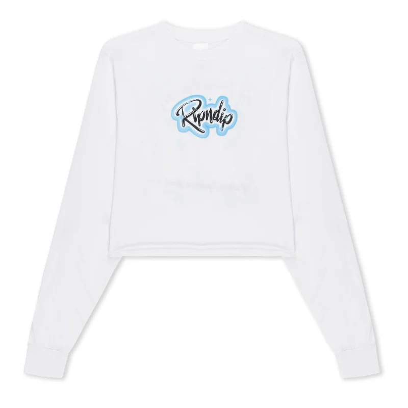 Men's Shirts with Embellished SleevesIn Loving Memory Cropped Long Sleeve (White)