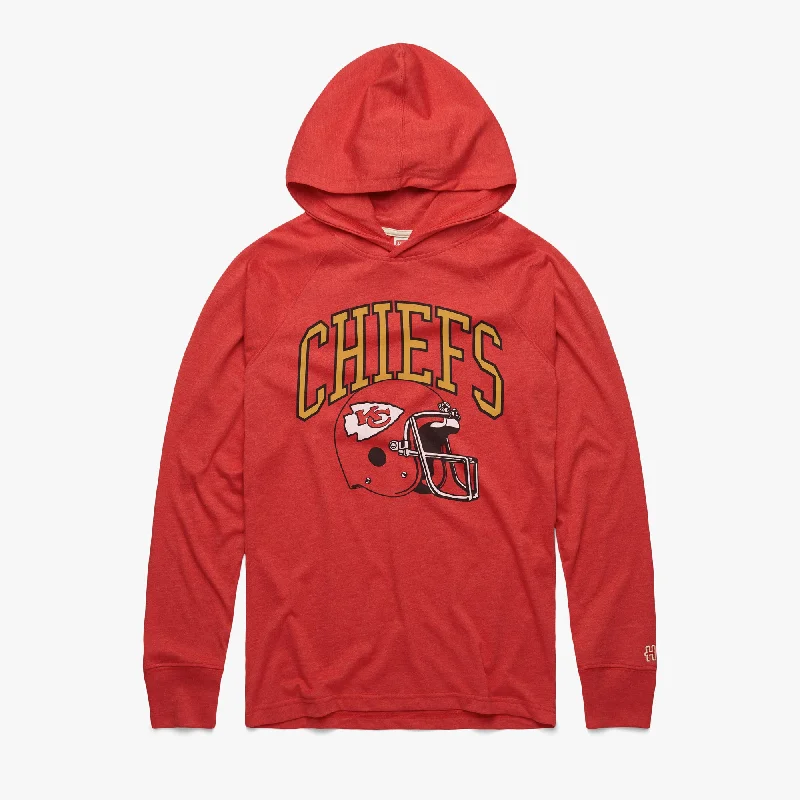 Men's Shirts with Snap ButtonsKansas City Chiefs Helmet Lightweight Hoodie