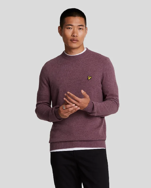 Cool and Lightweight Men's SportswearLambswool Blend Crew Neck Jumper