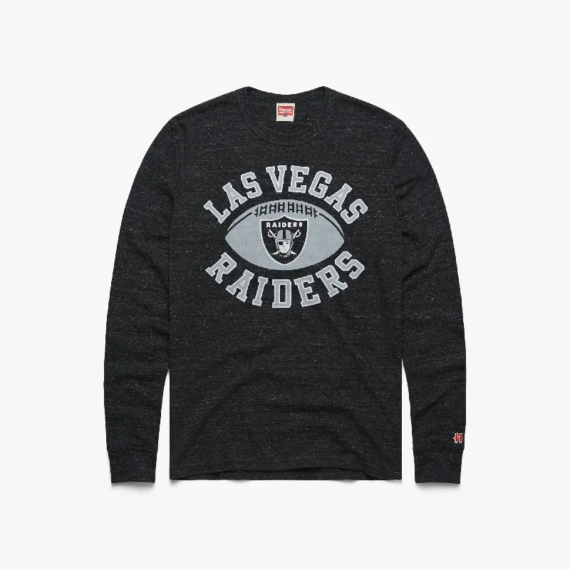 Men's Shirts with Single-Breasted DesignsLas Vegas Raiders Pigskin Long Sleeve Tee