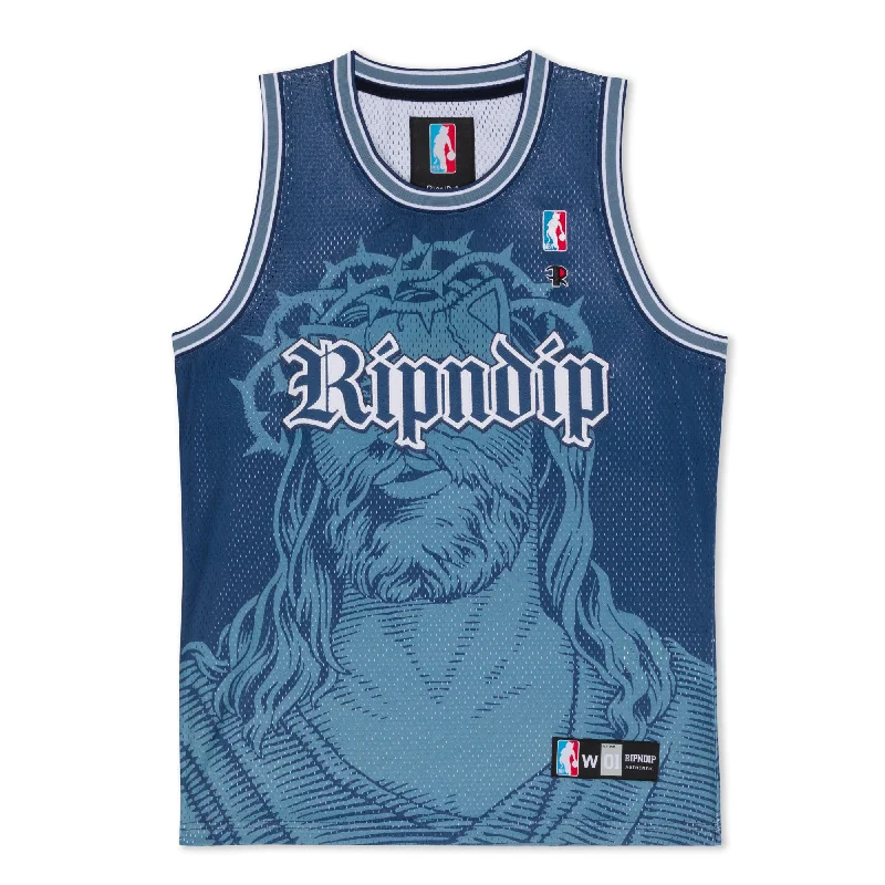 All-Season and Versatile Men's SportswearLord Savior Nerm Basketball Jersey (Navy)