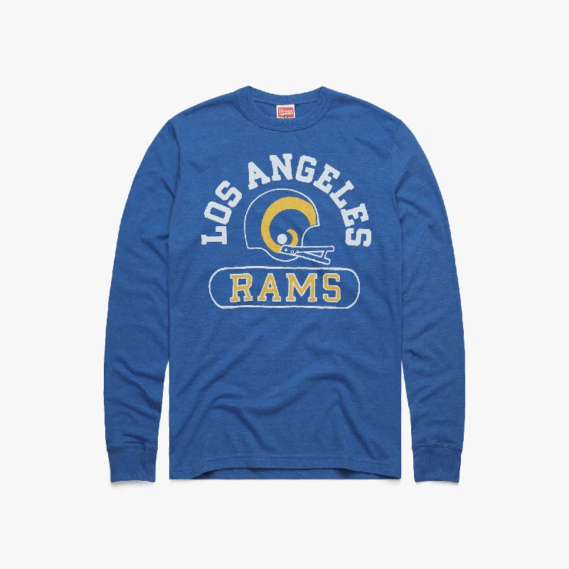 Men's Shirts with Belt AttachmentsLos Angeles Rams Throwback Helmet Long Sleeve Tee