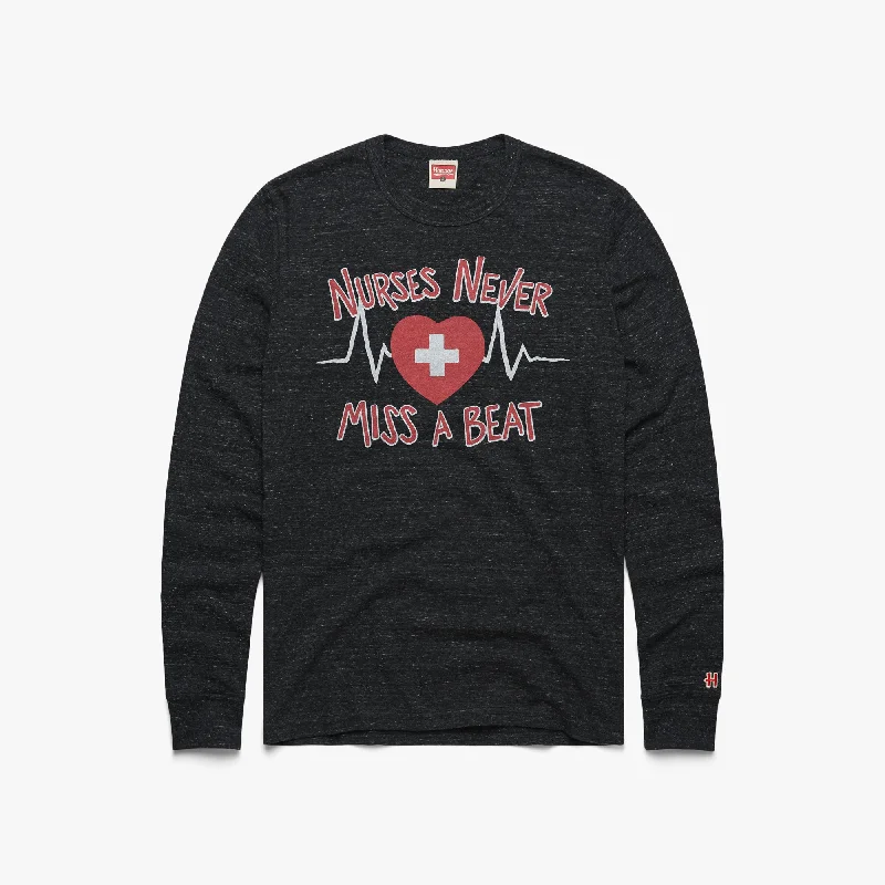 Men's Shirts with Spread CollarsNurses Never Miss A Beat Long Sleeve Tee