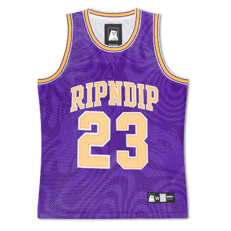 Quick-Drying and Stretchable Men's SportswearRipndip LA Basketball Jersey (Purple)