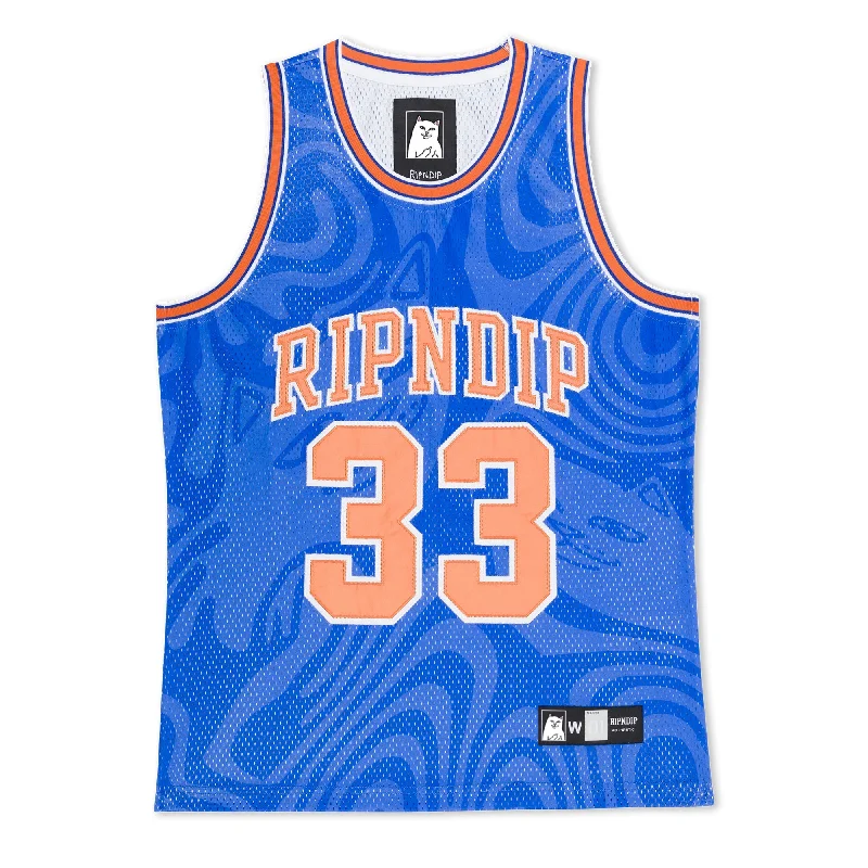 Sports-Inspired High-Performance Men's SportswearRipndip NY Basketball Jersey (Blue)