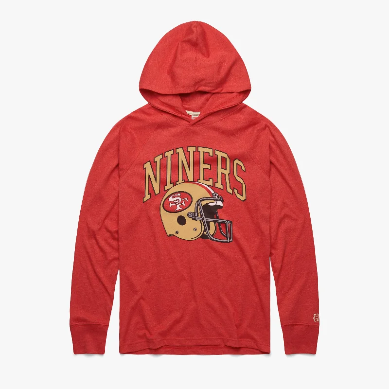 Men's Long-Sleeved ShirtsSan Francisco 49ers Helmet Retro Lightweight Hoodie