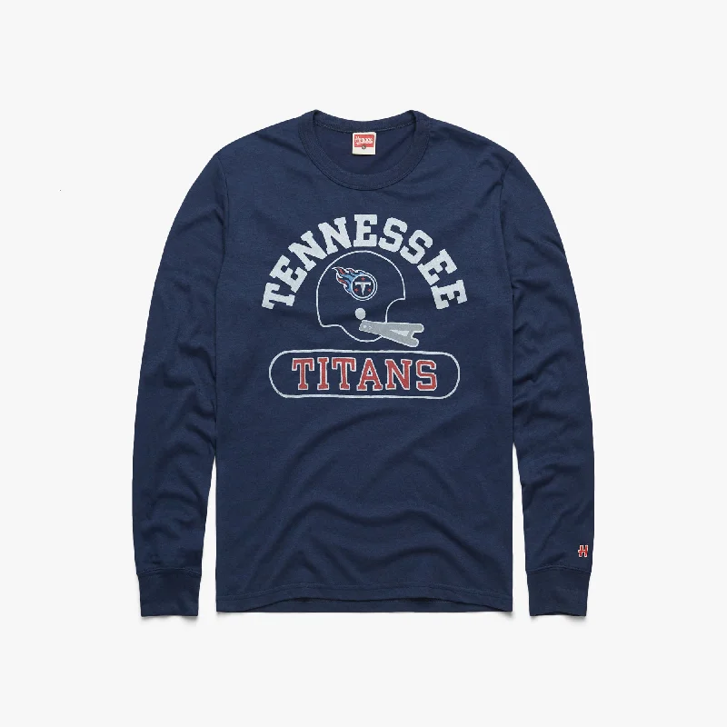 Men's Shirts with Geometric PatternsTennessee Titans Throwback Helmet Long Sleeve Tee