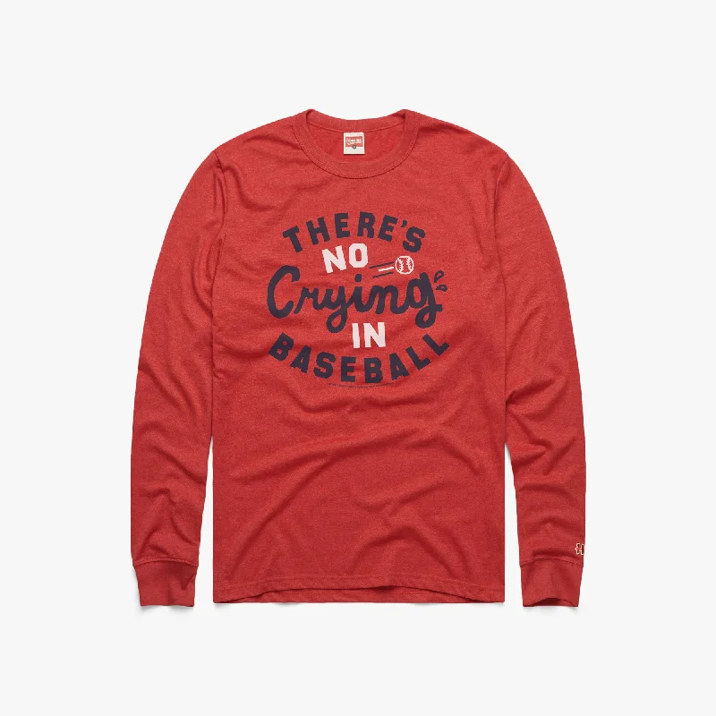 Men's Shirts with Spread CollarsThere's No CryIng In Baseball Long Sleeve Tee